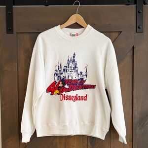 Disney White Crew Neck Sweater with Red and Blue Design